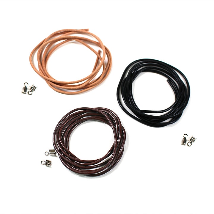 革紐丸 留具付2mm 1m