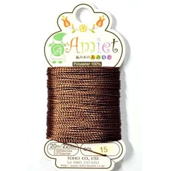 ビーズ　糸・コード あみいと 糸　ブラウン 15