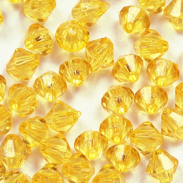 ビーズ　アクリルビーズ　ソロバン型　Lトパーズ 3mm 4mm