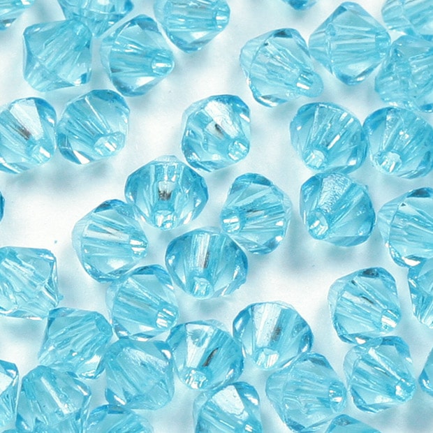 ビーズ　アクリルビーズ　ソロバン型　アクアマリン　3mm 4mm