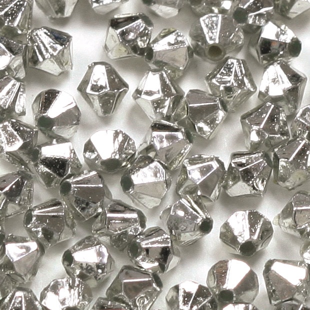 ビーズ　アクリルビーズ　ソロバン型　シルバー 3mm 4mm
