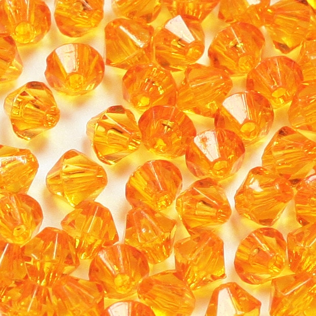 ビーズ　アクリルビーズ　ソロバン型　オレンジ 3mm 4mm