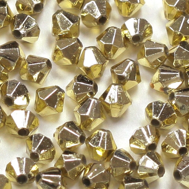 ビーズ　アクリルビーズ　ソロバン型　ゴールド 3mm 4mm