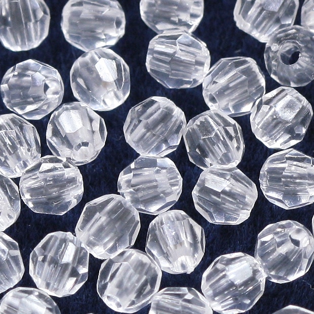 ビーズ　アクリルビーズ　タワラ型　クリスタル 3mm 4mm