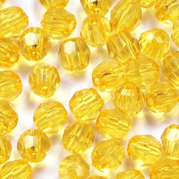 ビーズ　アクリルビーズ　タワラ型　Lトパーズ 3mm 4mm