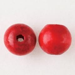 天然素材ビーズ　ウッドビーズ　5mm～20mm レッド