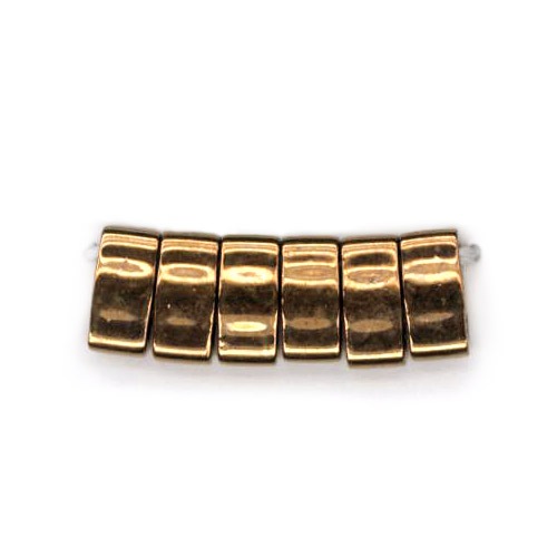 ビーズ　グラスビーズ　ティラビーズ　ハーフティラビーズ　HTL457 ギョク、ツヤ有り、ブロンズ/こげ金