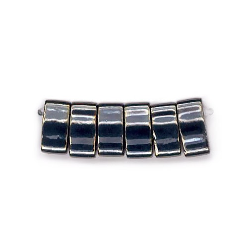 ビーズ　グラスビーズ　ティラビーズ　ハーフティラビーズ　HTL464 ギョク、ツヤ有り、ラスター/黒ラスター