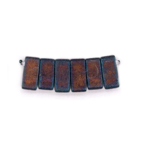 ビーズ　グラスビーズ　ティラビーズ　ハーフティラビーズ　HTL2005 ギョク、ツヤ消し、レインボー、ブロンズ/赤金焼付AB