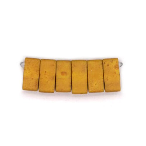 【大処分】ビーズ　グラスビーズ　ティラビーズ　ハーフティラビーズ　HTL2312 ギョク、ツヤ消し、焼付けラスター/黄茶