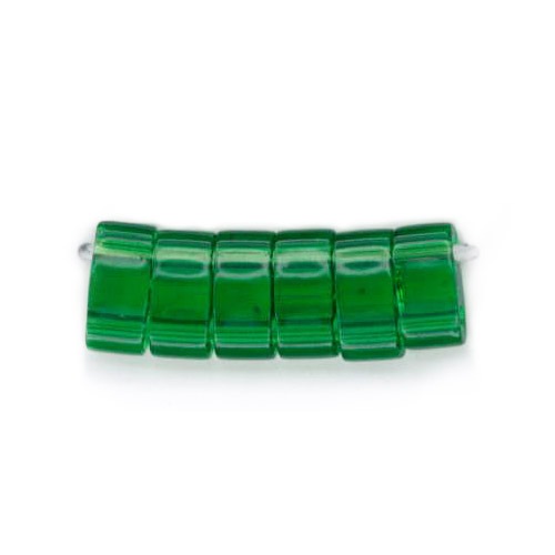 ビーズ　グラスビーズ　ティラビーズ　ハーフティラビーズ　HTL146 スキ、ツヤ有り/グリーン