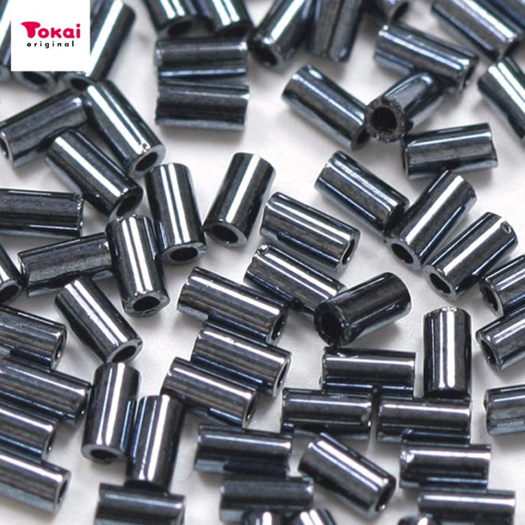 マミーの四季 グラスビーズ 竹&ツイスト&六角 一分竹 玉虫 col.81ガンメタ