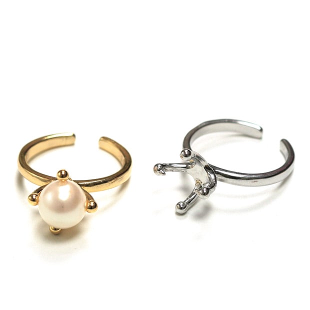 ビーズ　アクセサリー金具　ソリティアリング 8mm用 ゴールド・シルバー