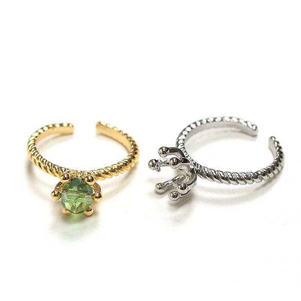 ビーズ　アクセサリー金具　ソリティアリング 6mm用 ゴールド・シルバー