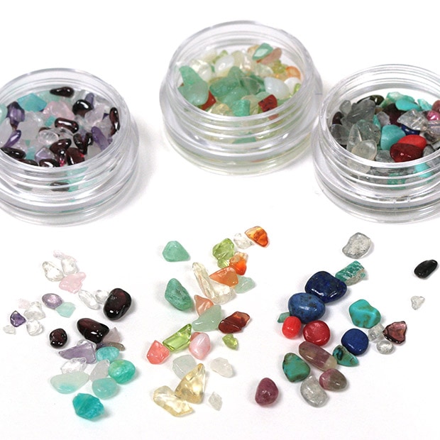 UVレジン用天然石チップ 約4g ピンク系 オレンジ系 ナチュラル系