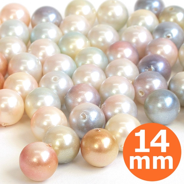 【お買い得品】ヴィトライユビーズ ユリア樹脂パール キスカツートン 14mm 