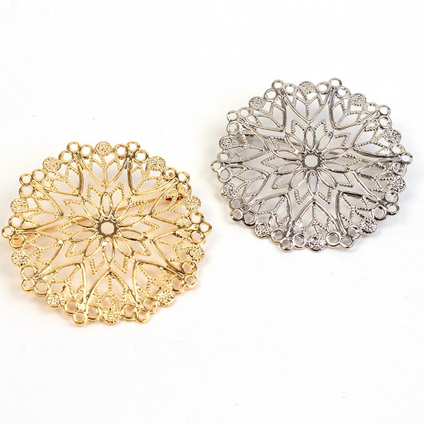 ビーズ　アクセサリー金具　スカシブローチ金具 円