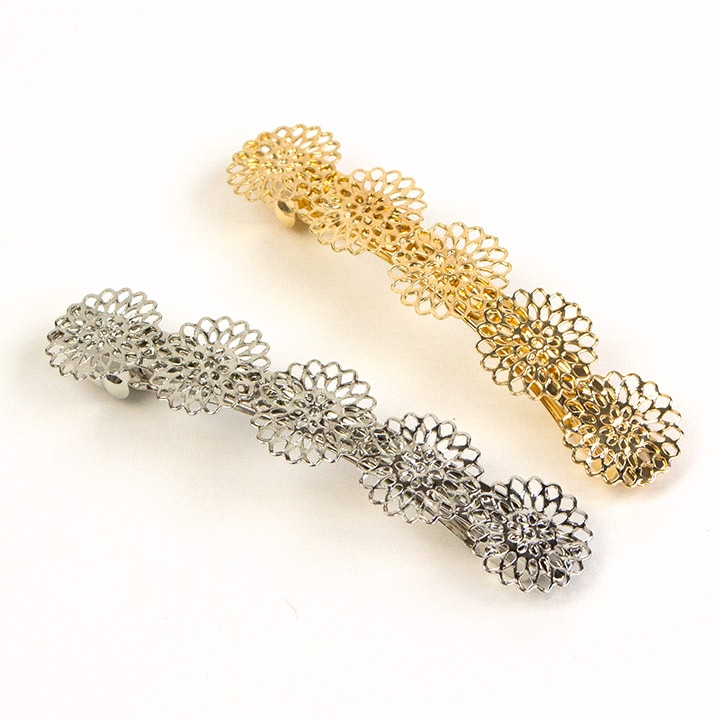 アクセサリー金具 スカシパーツ付き バレッタ 金具 太 15mm幅