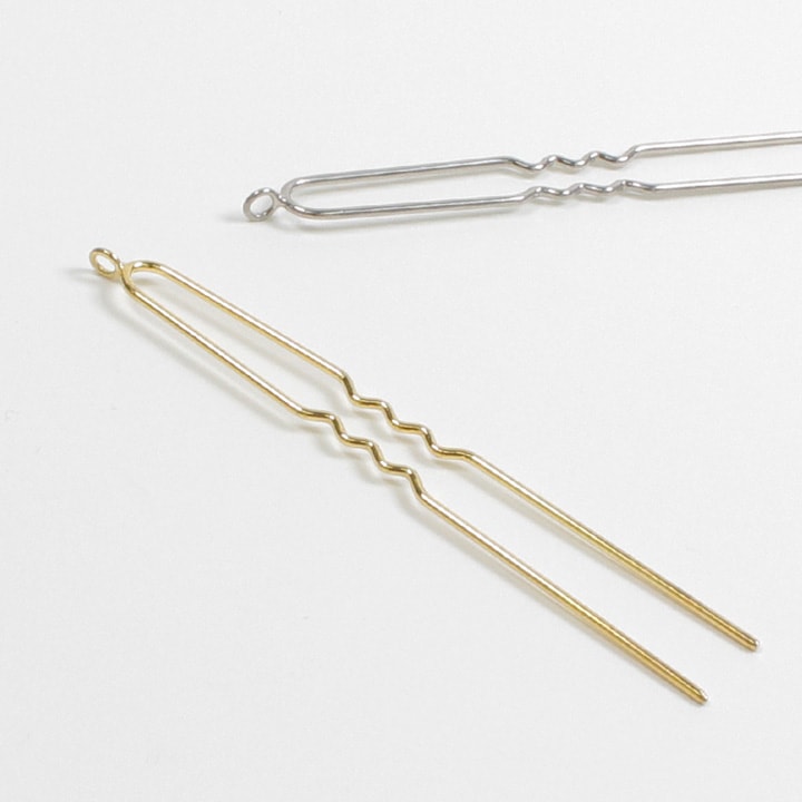 かんざしパーツ カン付き2また 80mm