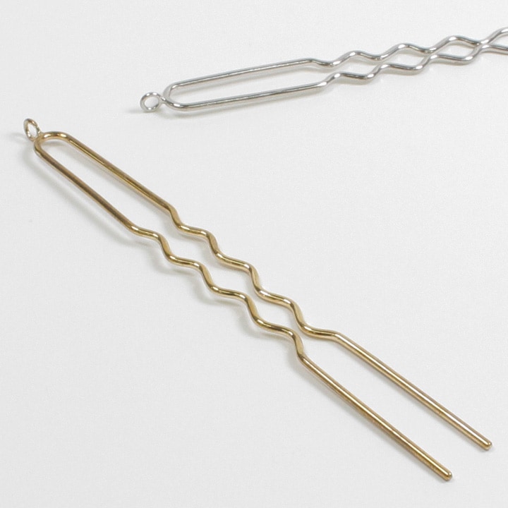 かんざしパーツ カン付き2また 100mm