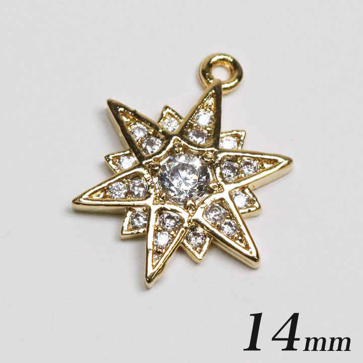 チャーム石付きSスター 14mm ゴールド