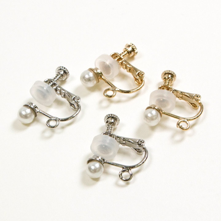 【お買い得品】ミニイヤリング金具 4mmパール カン付き 2ペア