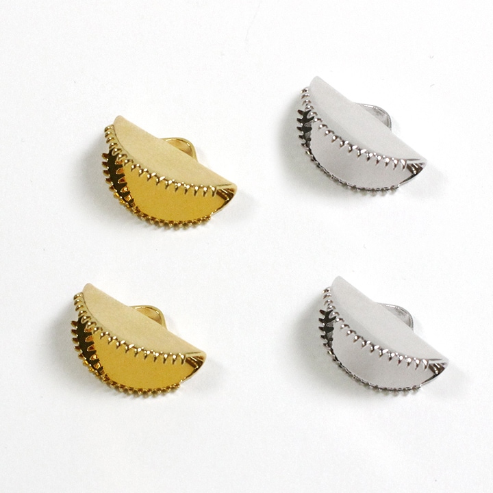 リボン留め ハーフラウンド 15mm ゴールド・シルバー 2個入り