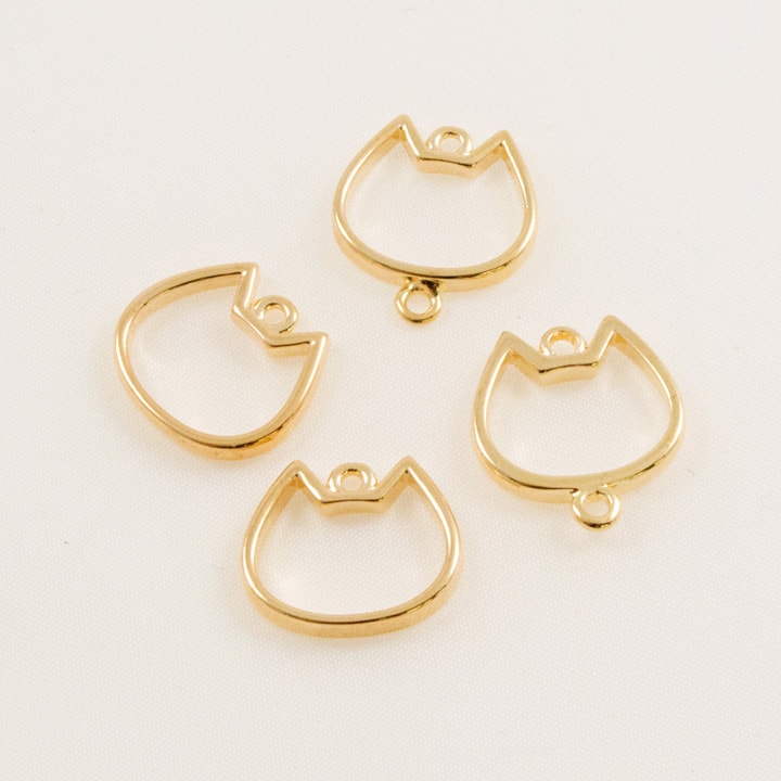 フレームネコ小(カン付 底無)ゴールド 2ヶ