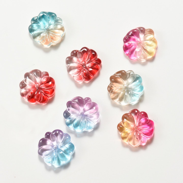 【お買い得品】CraftCafe ヴィトライユビーズ 花型 6ヶ 約16mm