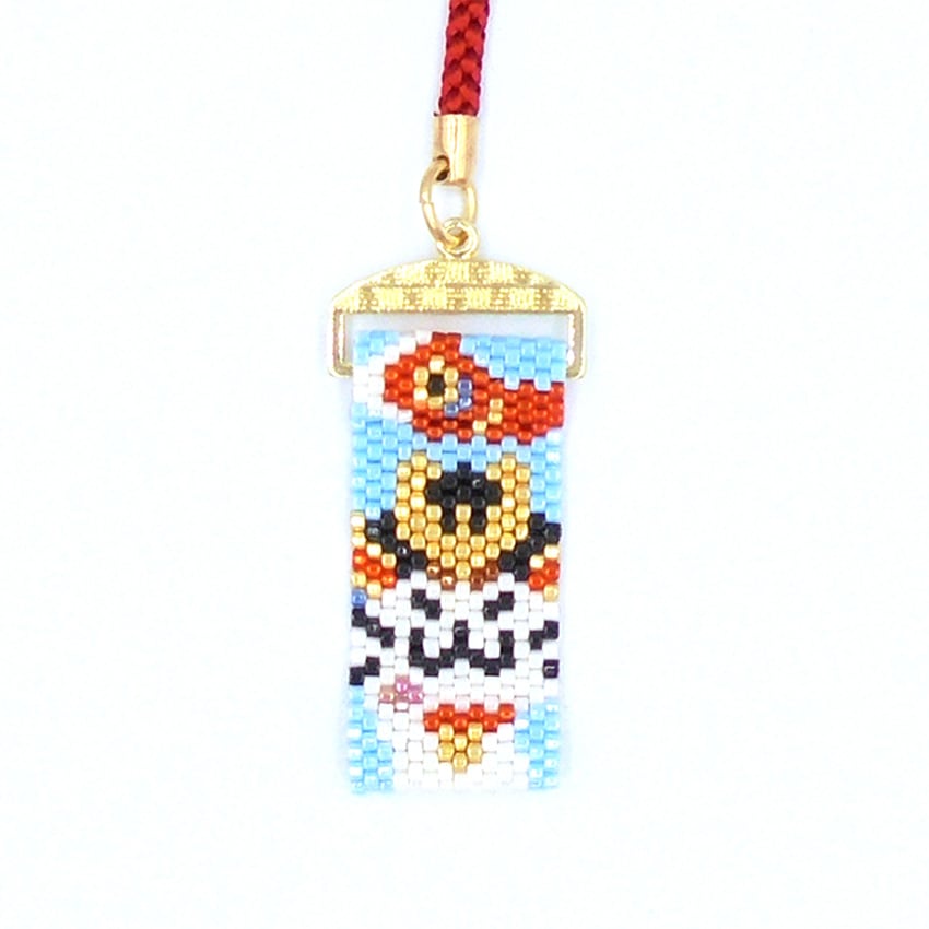 京･西陣柄根付け 兜にゃんこ P B-196