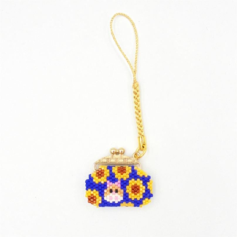 ビーズキット　京・レトロ 花柄どうぶつ がまぐち根付け 花とハムスター