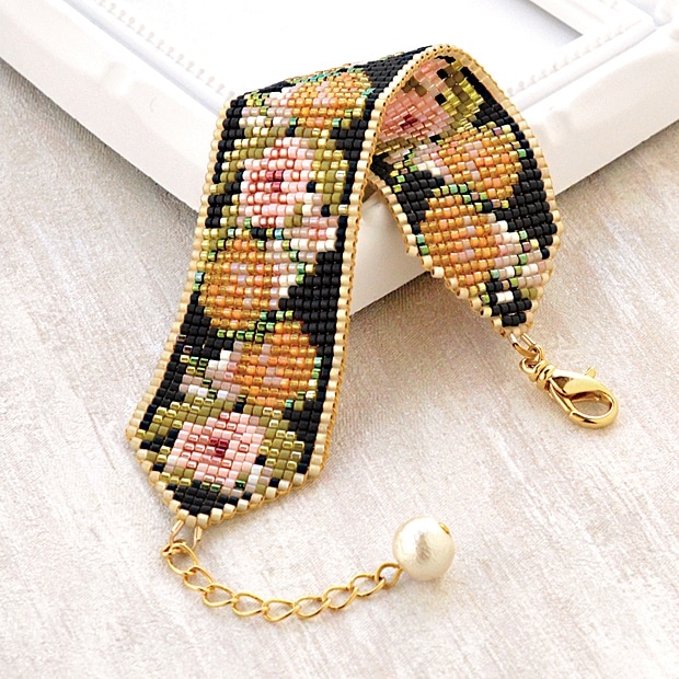 デリカビーズ織りアクセサリーキット シャルダンローズ・ブレスレット ゴールド BFK-500