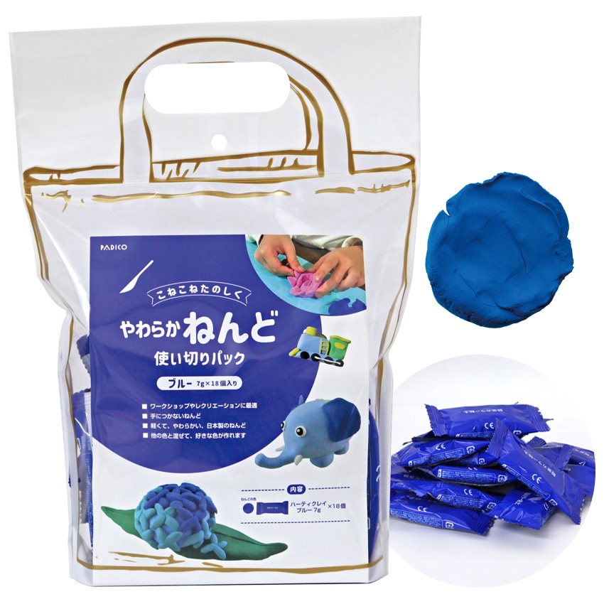 【お買い得品】やわらかねんど使い切りパック ブルー 7g×18個