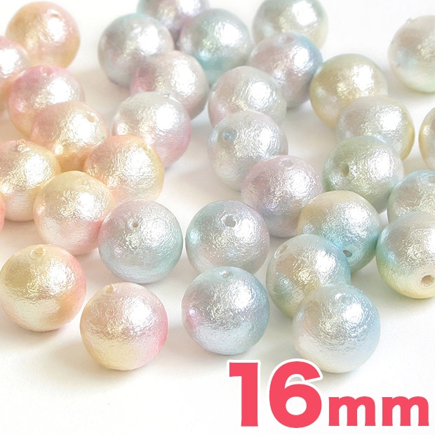 ヴィトライユビーズ コットンパール (両穴) 16mm 13個入り