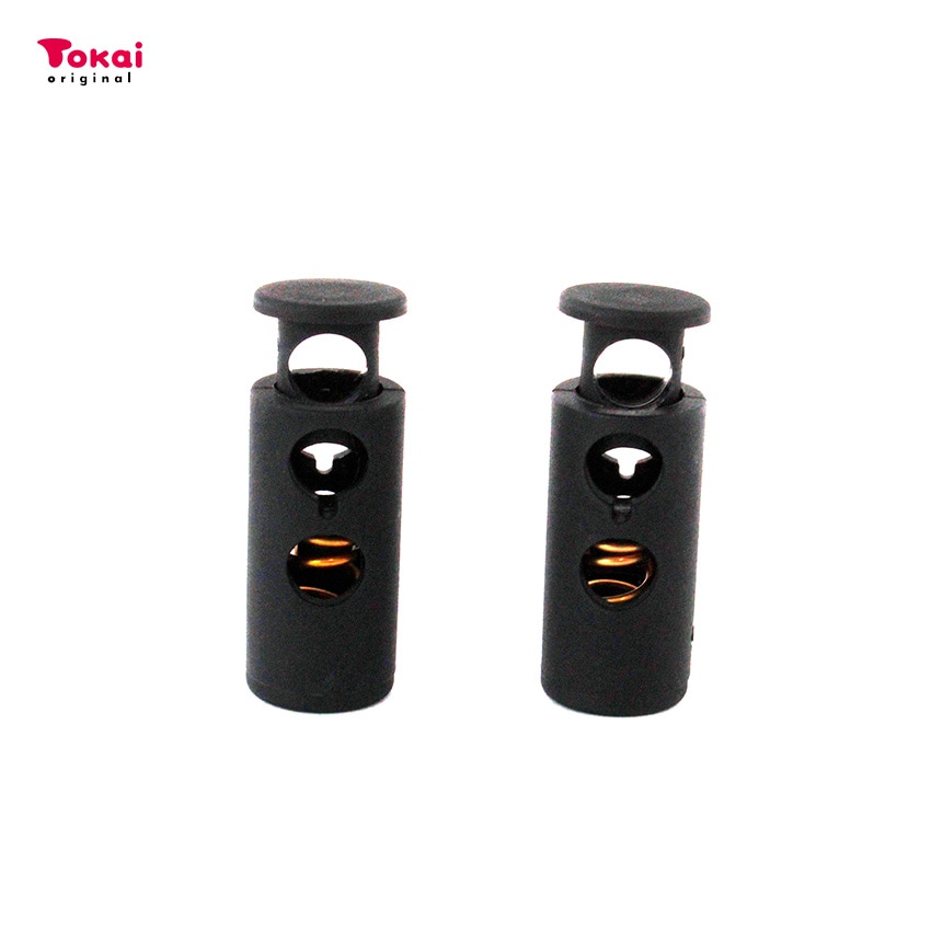 紐ホルダー 2つ穴 円筒ミニ 黒 2ヶ No239