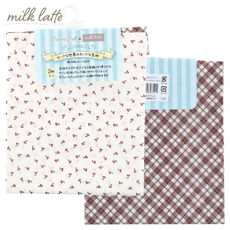 ちいさな世界のちいさな生地×milk latte チェリー ローン 34×50cm カットクロス