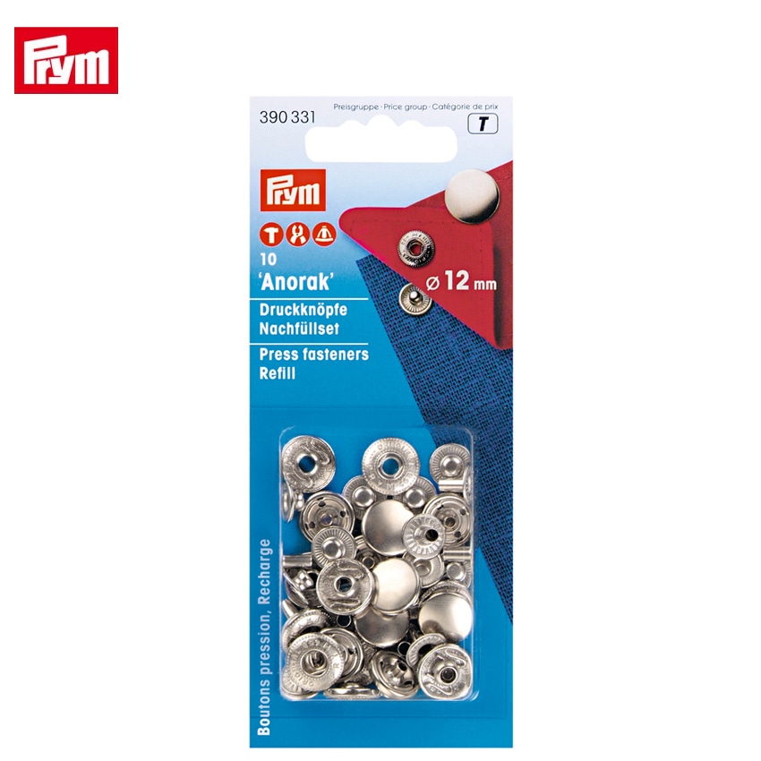 Prym プリム 脱着しやすい アノラックスナップ 12mm S シルバー 10組 パーツのみ 390331 