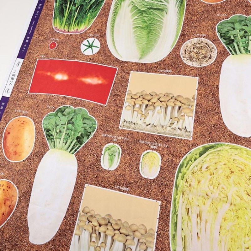 インクジェットパネル 八百屋さん 白菜 108×95cm カットクロス