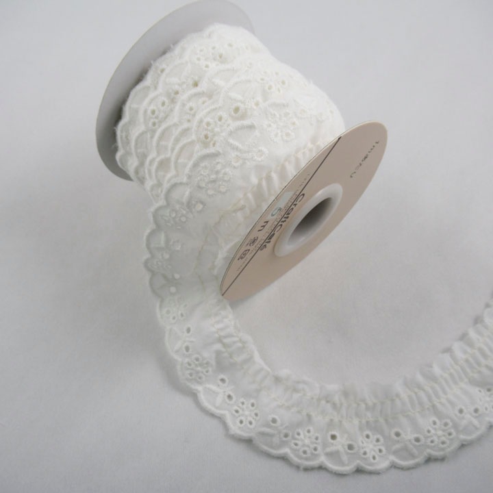 CraftCafe 綿タックレース オフホワイト CO-9414 (50cm単位)