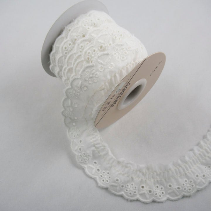 CraftCafe 綿タックレース オフホワイト CO-9414 (50cm単位)