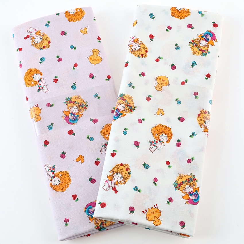【お買い得品】Ado Mizumori 水森亜土 天使とお花 シーチング 1m カットクロス