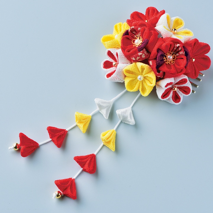 つまみ細工キット はなやぎ髪飾り 赤