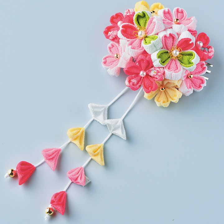 つまみ細工キット はなやぎ髪飾り ピンク