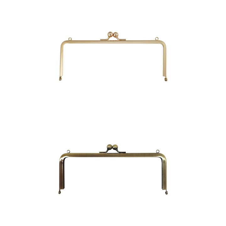 バッグマイスター 差し込み口金 角型 18cm 両カン付 ゴールド(G)/アンティックゴールド(AG)