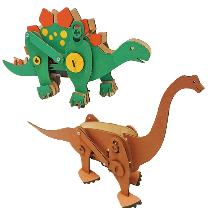 木で作るモーターで動く恐竜 ブラキオサウルス/ステゴサウルス