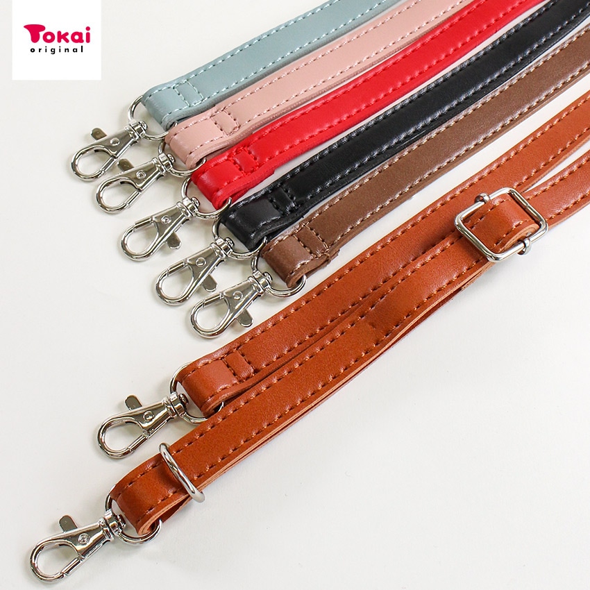 合皮ショルダー バッグストラップ 15mm巾 約75～136cm 調節タイプ 1本手 両端フック付き