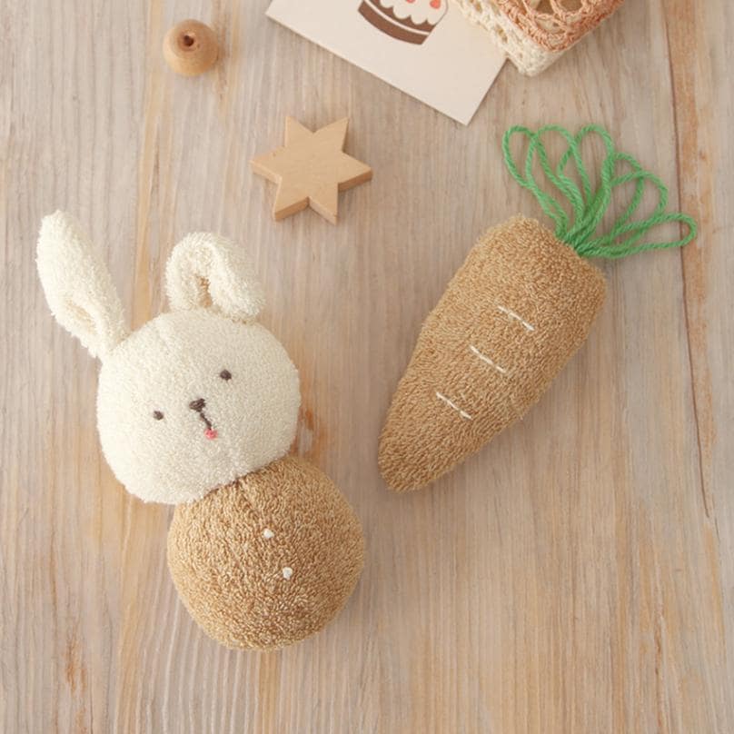 オーガニックコットン ベビー 子うさぎのがらがらとにんじんのにぎにぎ H434-538 ハマナカ ベビーキット