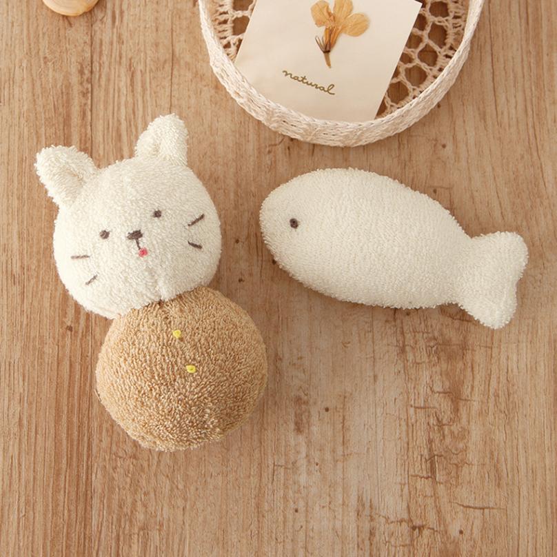 オーガニックコットン 子ねこのがらがらとおさかなのにぎにぎ H434-539 ハマナカ ベビーキット