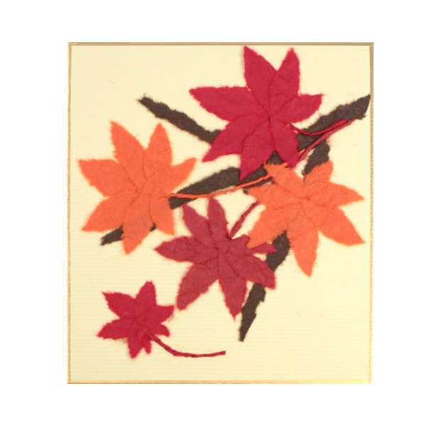 【ちぎり絵】「紅葉−滝」　ハンドメイド　(P 10サイズ）暮らしに彩りを ちぎり絵 ミニ色紙 コスモス | インテリア | 手芸用品の卸売りサイト