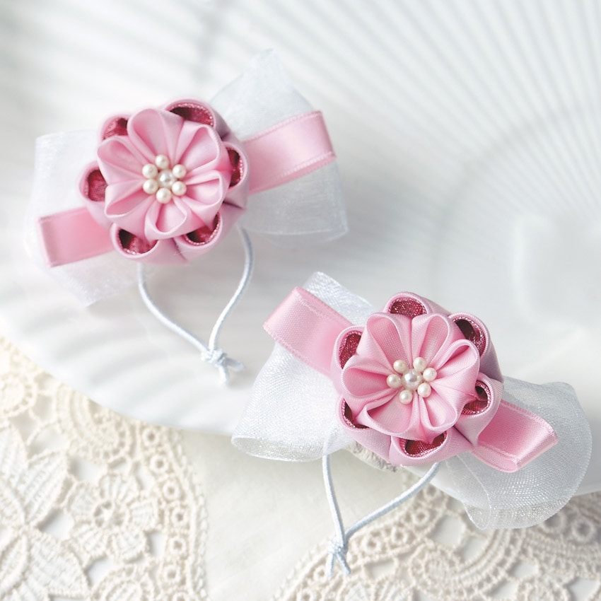 モダンにおでかけ つまみ細工 キット ヘアゴム LH-474 ピンク 2個